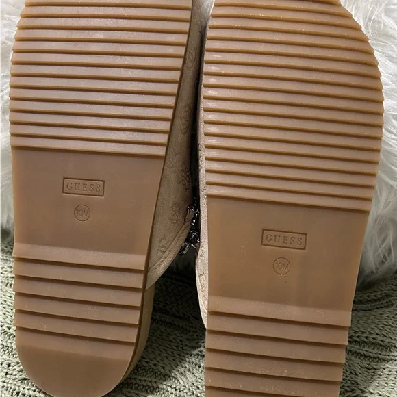 Guess Beige Suede Charm-Embellished Slip-On Mules - Picture 7 of 7